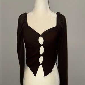 Urban Outfitters Brown Cut-Out Blouse